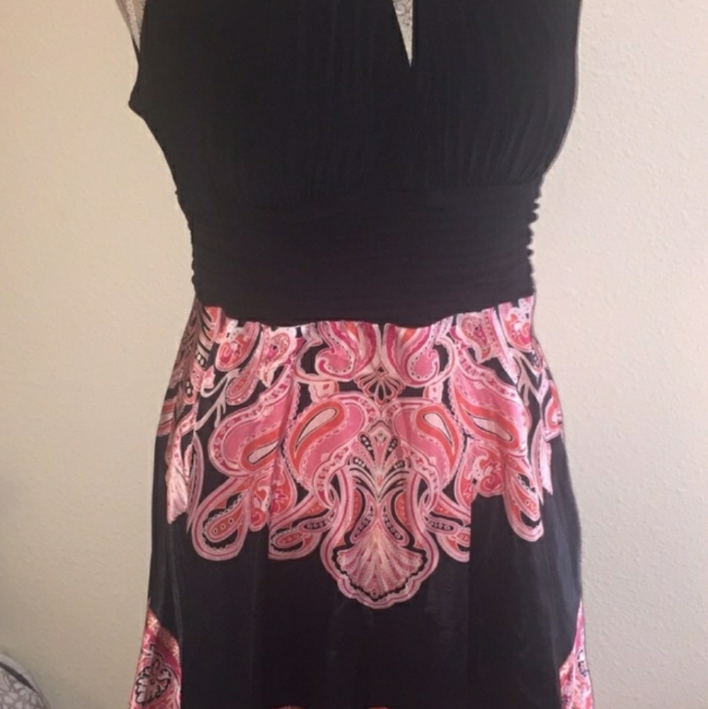 Sangria handkerchief hem dress with keyhole front